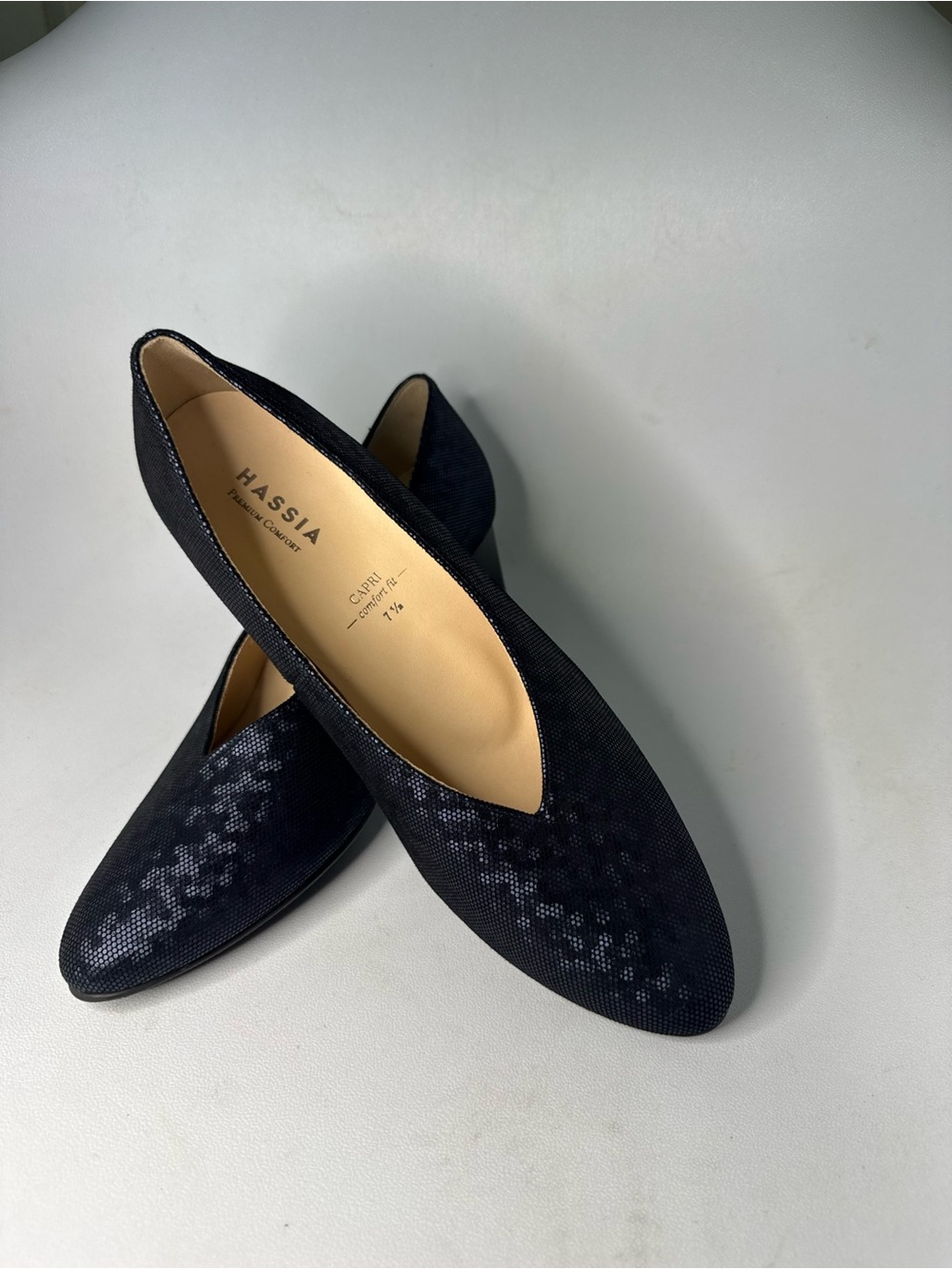 Hassia Capri Comfort Block Heels Women's Size UK 7.5 Wide Metallic Black